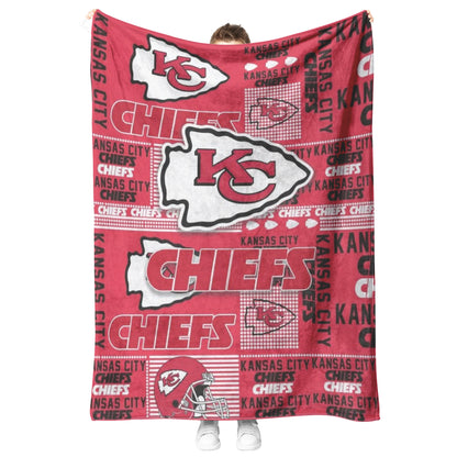 Kansas_City_Chiefs Football Style Blanket Sherpa Throw Blanket Ultra Soft Flannel Blankets for Football Fans Gift 60 x 80