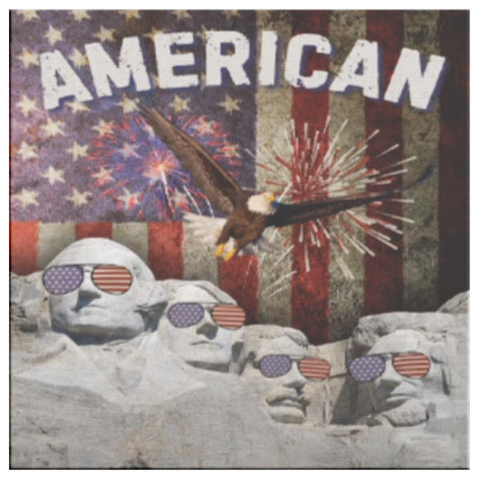 Mount Rushmore American Flag Canvas Wall Art Retro USA Flag