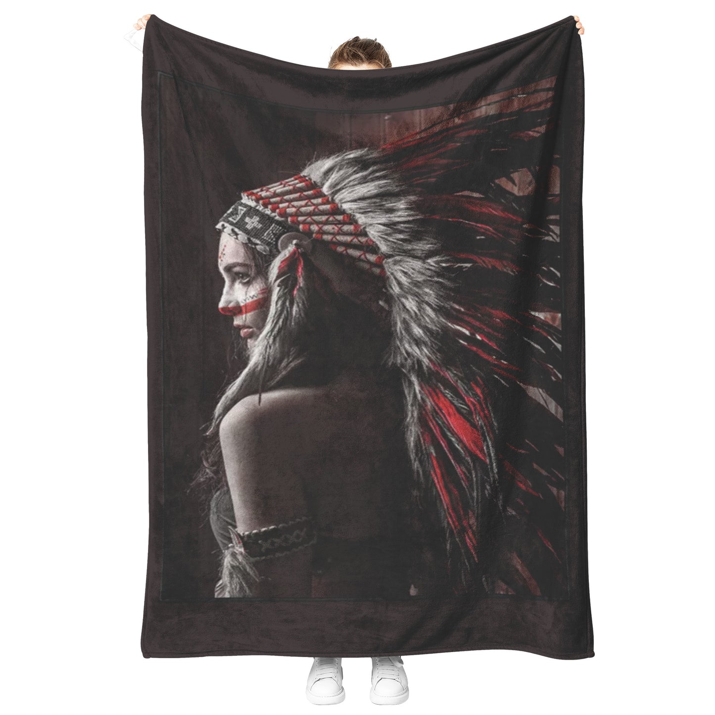 Native American Painting Indian Canvas Wall Art Indians Woman Feathered Prints_50_60