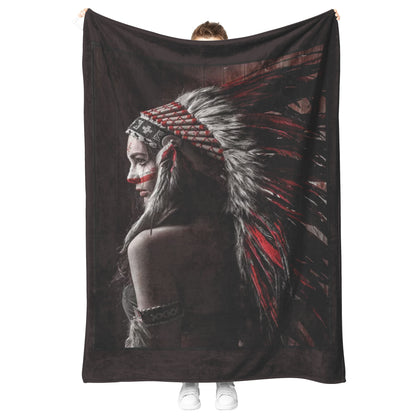 Native American Painting Indian Canvas Wall Art Indians Woman Feathered Prints_50_60