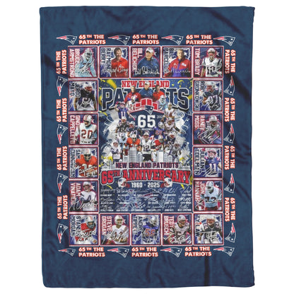 New England Patriots 65 Years Of Memories 1960-2025 Mink Touch Fleece Blanket_50_60