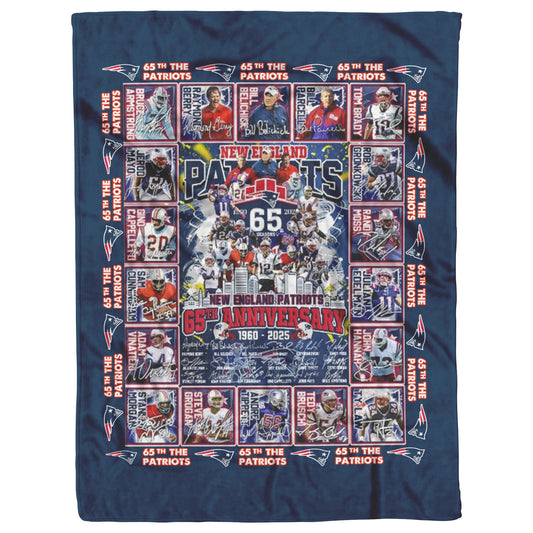 New England Patriots 65 Years Of Memories 1960-2025 Mink Touch Fleece Blanket_50_60