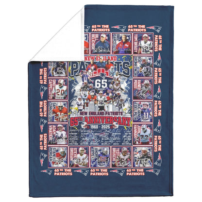 New England Patriots 65 Years Of Memories 1960-2025 Mink Touch Fleece Blanket_50_60
