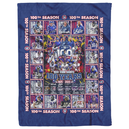 New York Giants 100 Years Of Memories 1925-2025 Mink Touch Plush Fleece Blanket_50_60