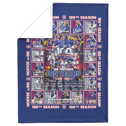 New York Giants 100 Years Of Memories 1925-2025 Fleece Blanket 50 x 60