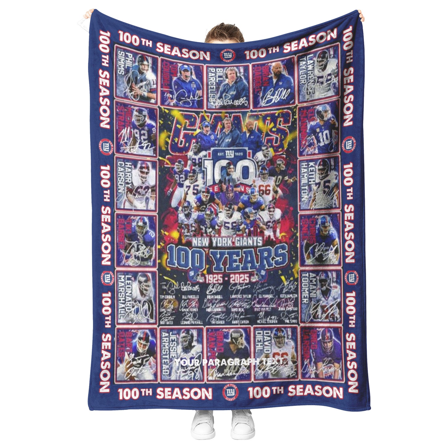 New York Giants 100 Years Of Memories 1925-2025 Fleece Blanket 60 x 80 30 x 40
