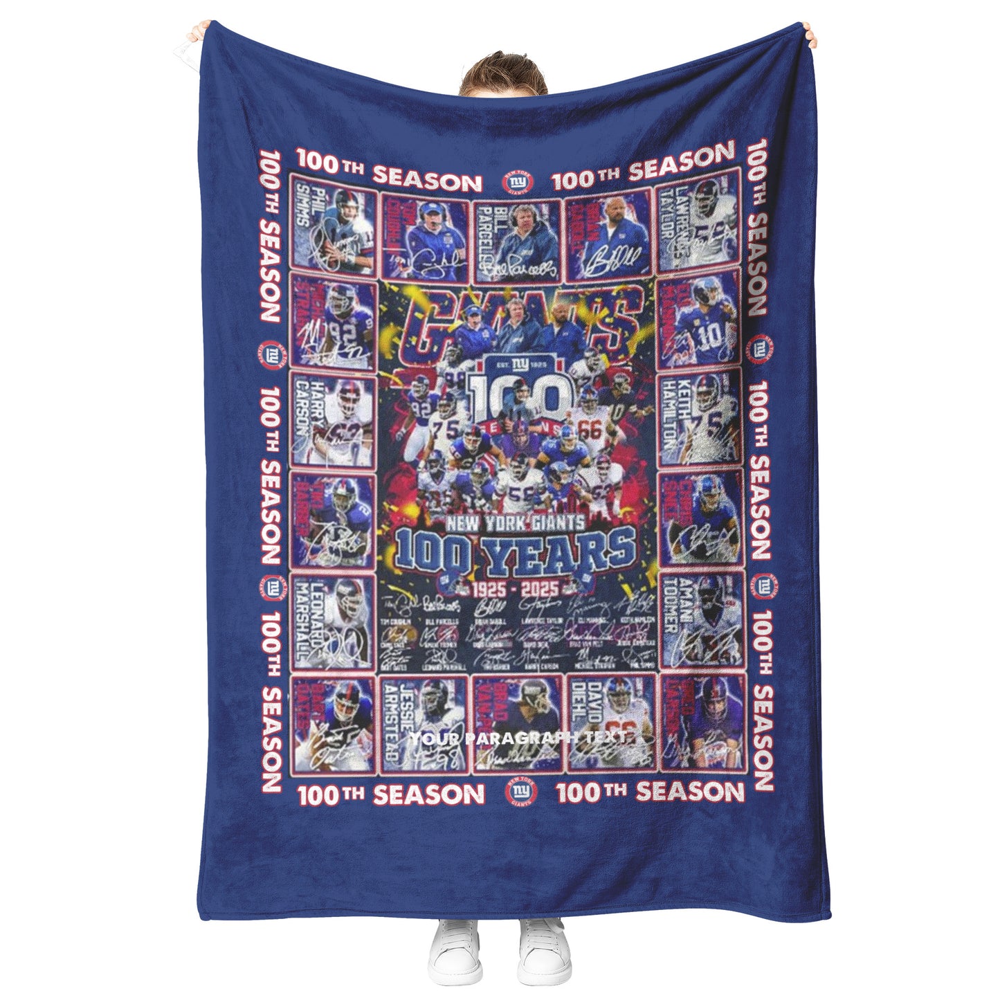 New York Giants 100 Years Of Memories 1925-2025 Fleece Blanket 50 x 60