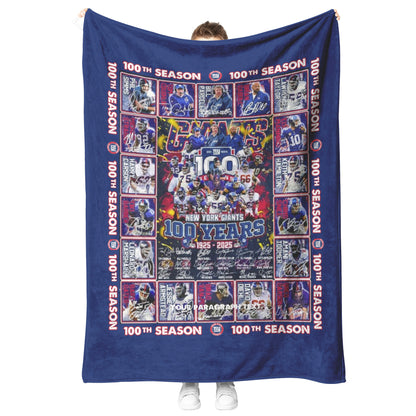 New York Giants 100 Years Of Memories 1925-2025 Fleece Blanket 50 x 60
