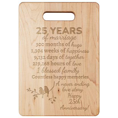 PERSONALIZED MAPLE CUTTING BOARD MARRIAGE ANNIVASERY