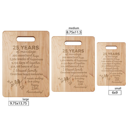 PERSONALIZED MAPLE CUTTING BOARD MARRIAGE ANNIVASERY