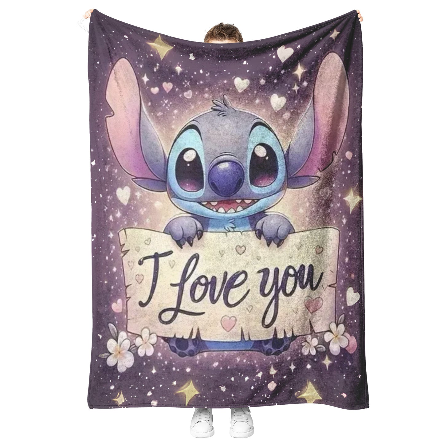 Stitch 'I Love You' plush Soft & Cozy Mink Touch Fleece All-Season Blanket US