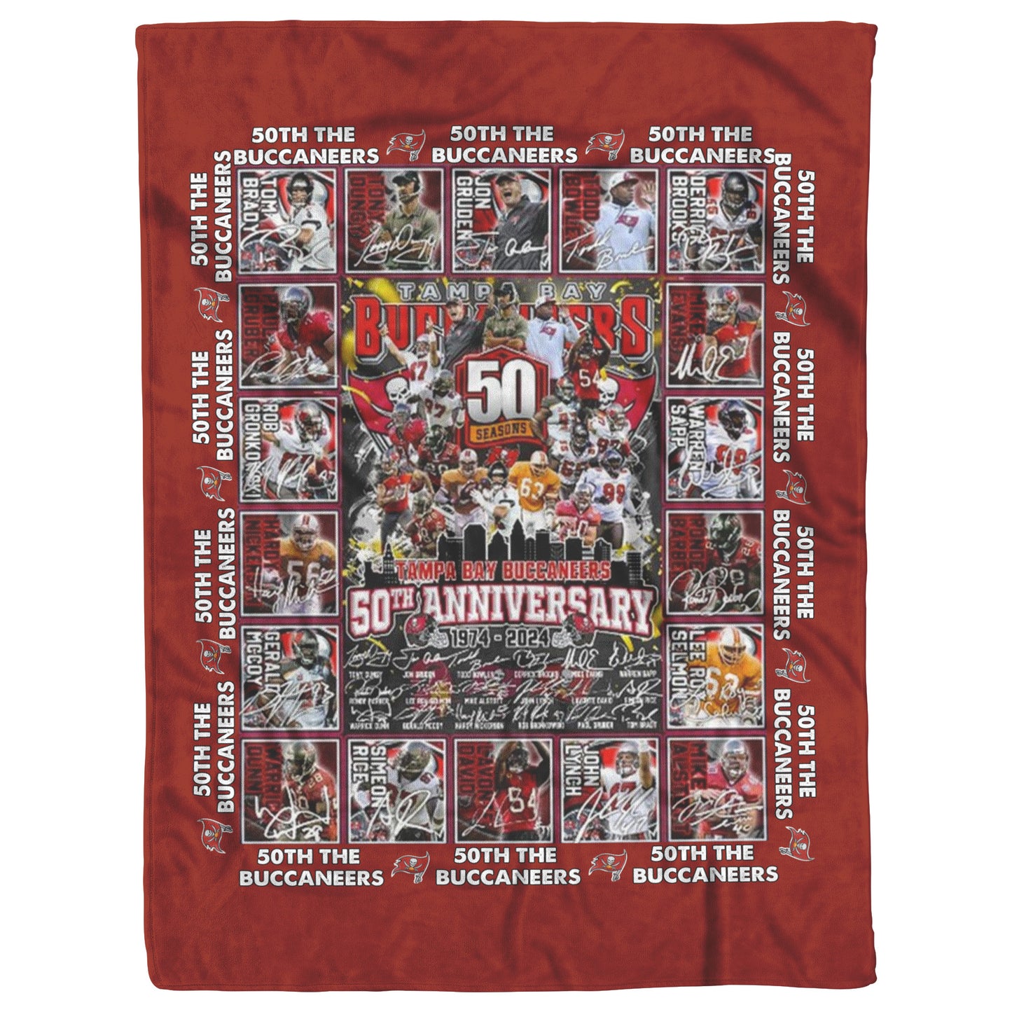 Tampa Bay Buccaneers 1974-2024 50th Anniversary Mink Touch Plush Fleece Blanket 50 x 60