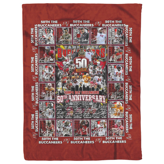 Tampa Bay Buccaneers 1974-2024 50th Anniversary Mink Touch Plush Fleece Blanket 50 x 60