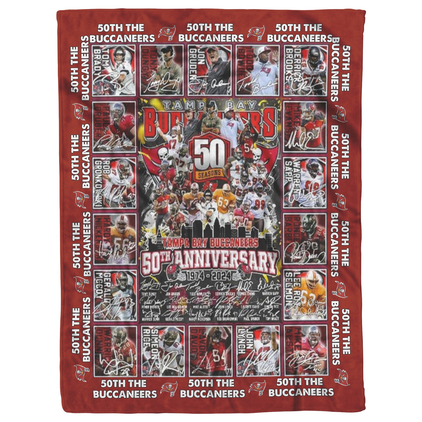 Tampa Bay Buccaneers 1974-2024 50th Anniversary Fleece Blanket