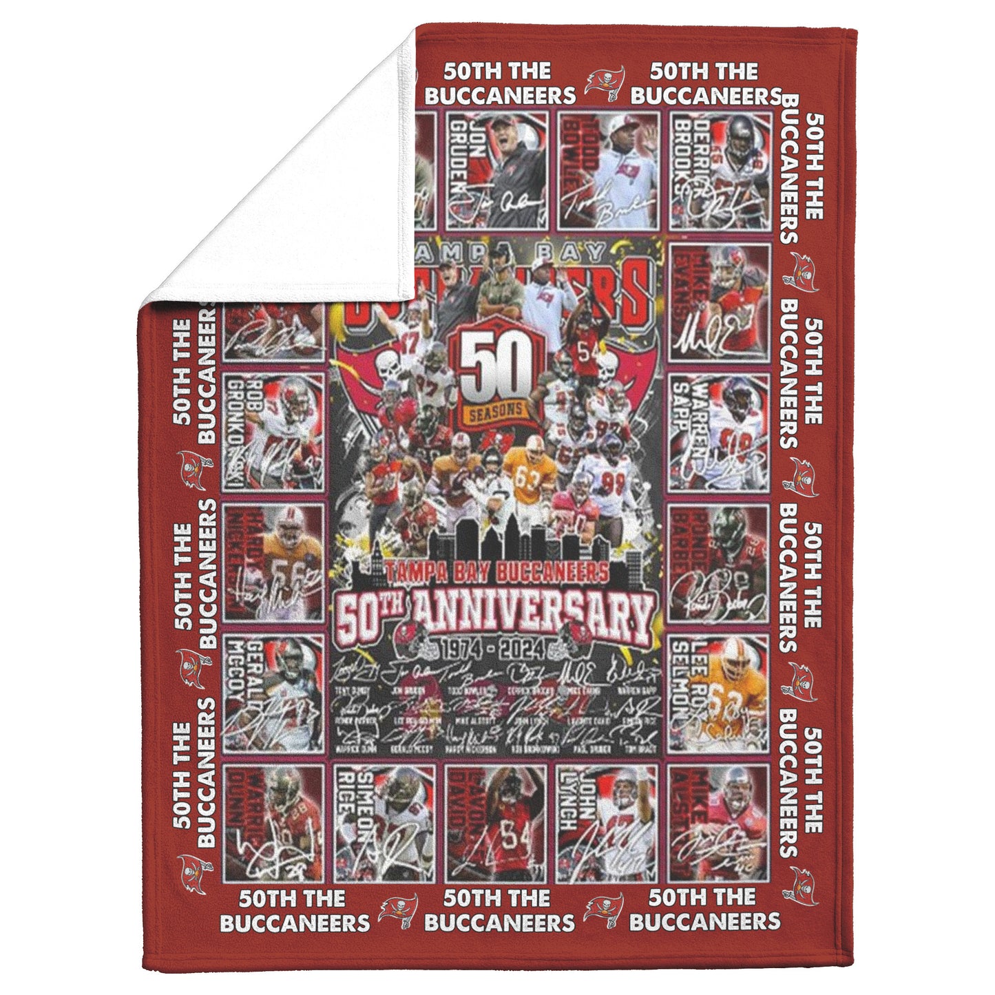 Tampa Bay Buccaneers 1974-2024 50th Anniversary Fleece Blanket