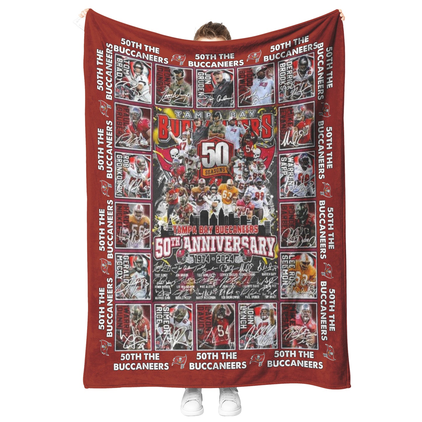 Tampa Bay Buccaneers 1974-2024 50th Anniversary Fleece Blanket