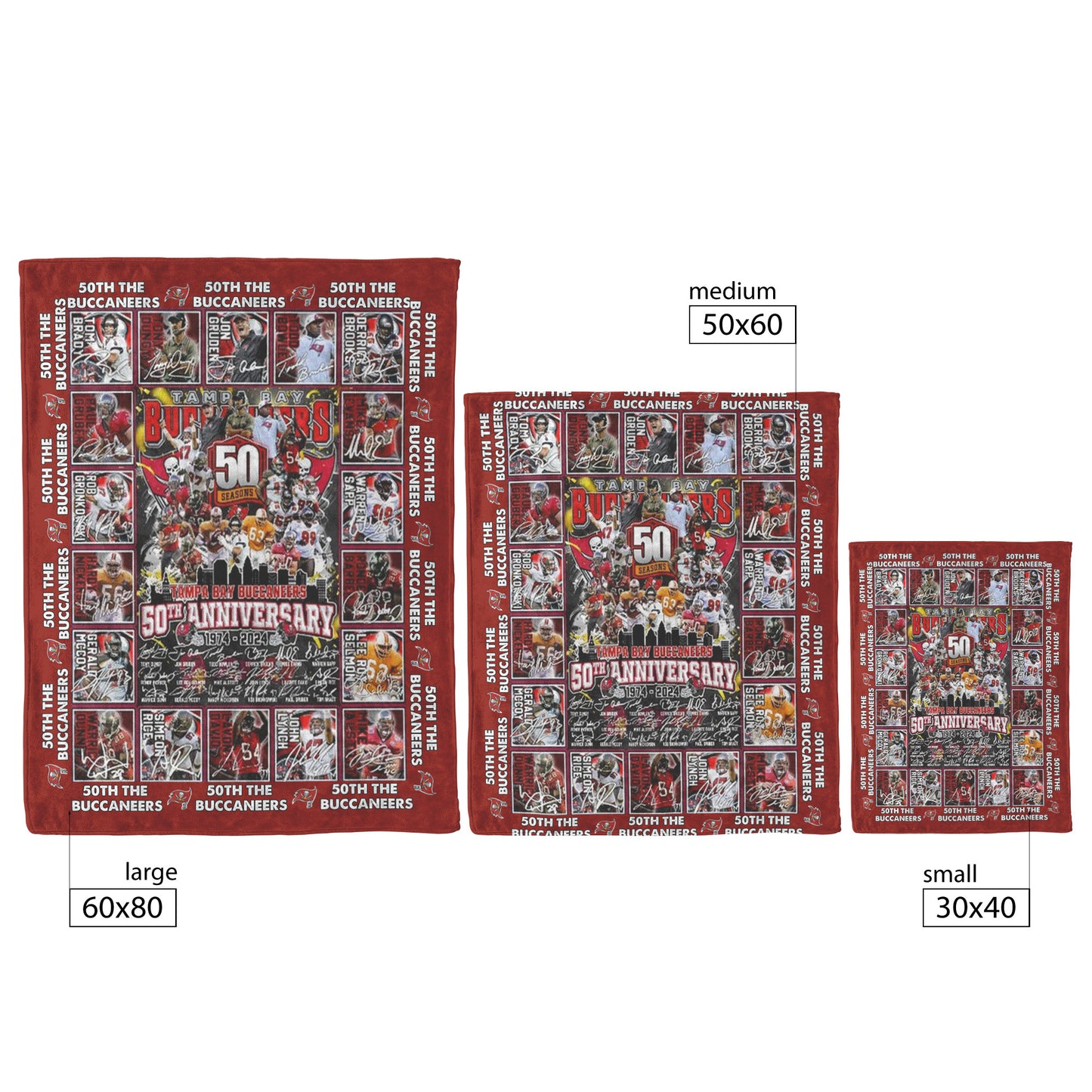 Tampa Bay Buccaneers 1974-2024 50th Anniversary Fleece Blanket