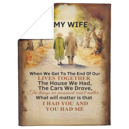 To My Wife Retro Mink Fleece Blanket Xmas Birthday Gift For Wife From Husband 50_60