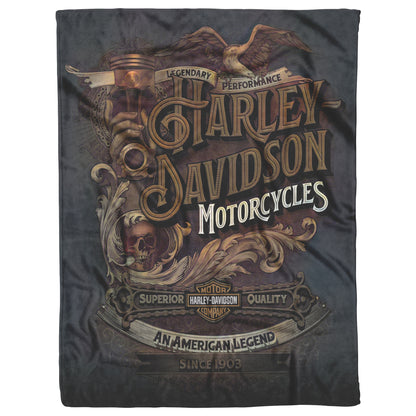 VTG Rustic Harley Davidson Blanket Gift for Bikers mink touch Plush Fleece Blanket