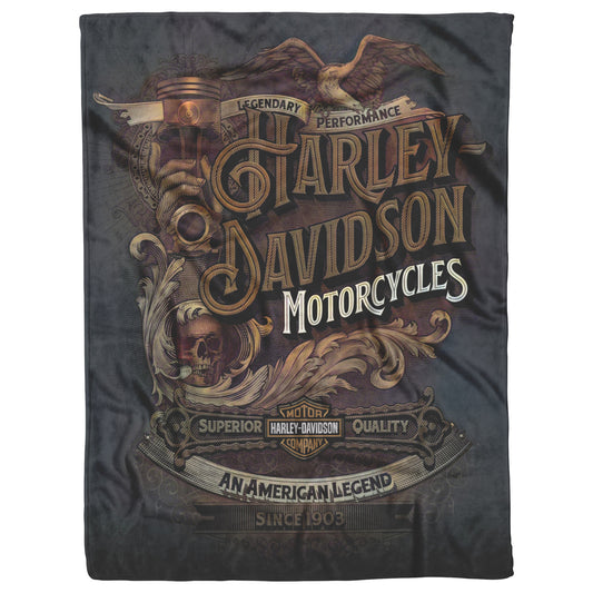 VTG Rustic Harley Davidson Blanket Gift for Bikers mink touch Plush Fleece Blanket