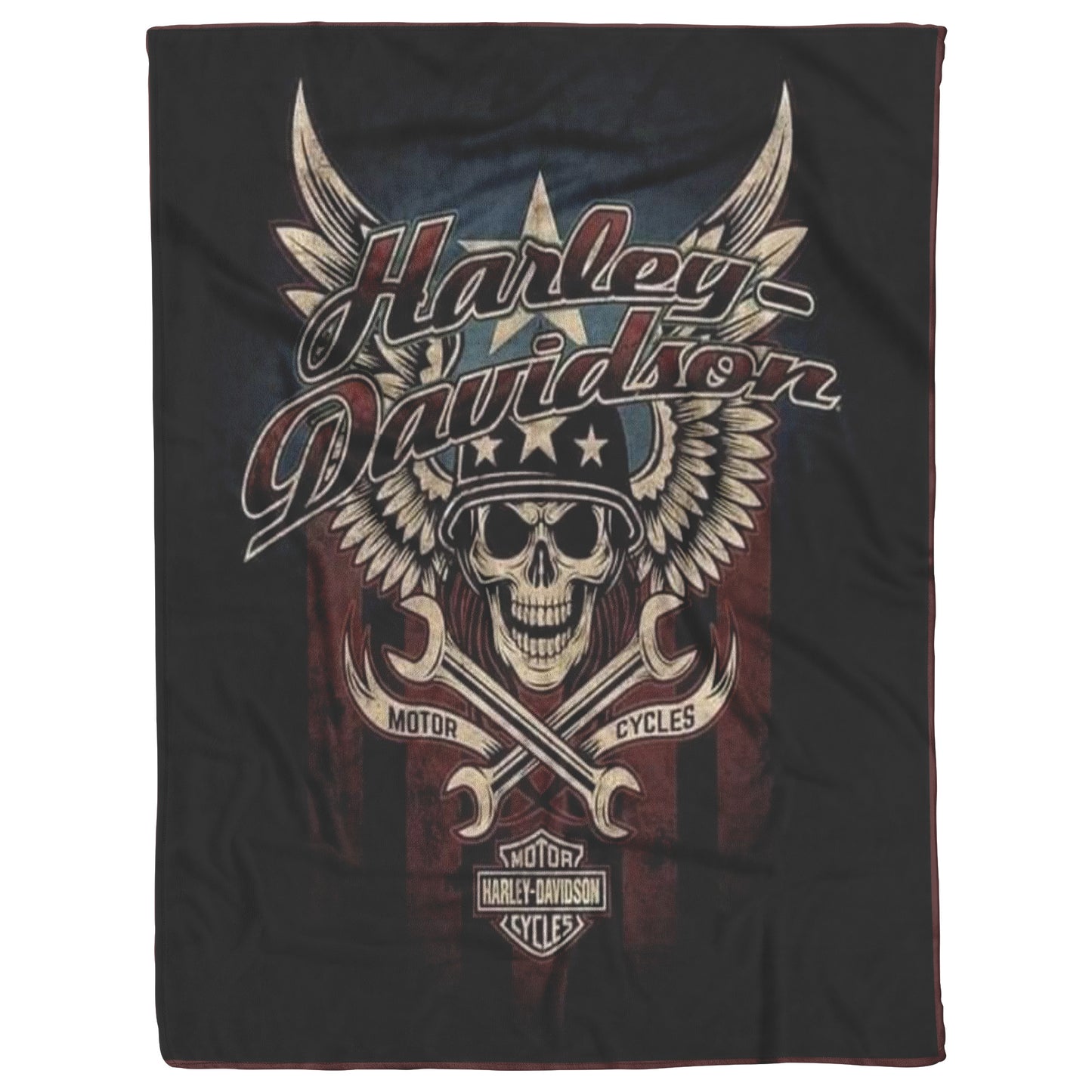 VTG Rustic Harley Davidson Blanket Gift for Bikers Velveteen Plush Fleece Blanket