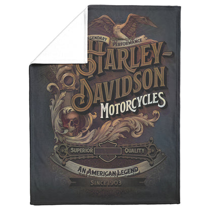 VTG Rustic Harley Davidson Blanket Gift for Bikers mink touch Plush Fleece Blank