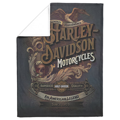 VTG Rustic Harley Davidson Blanket Gift for Bikers mink touch Plush Fleece Blanket
