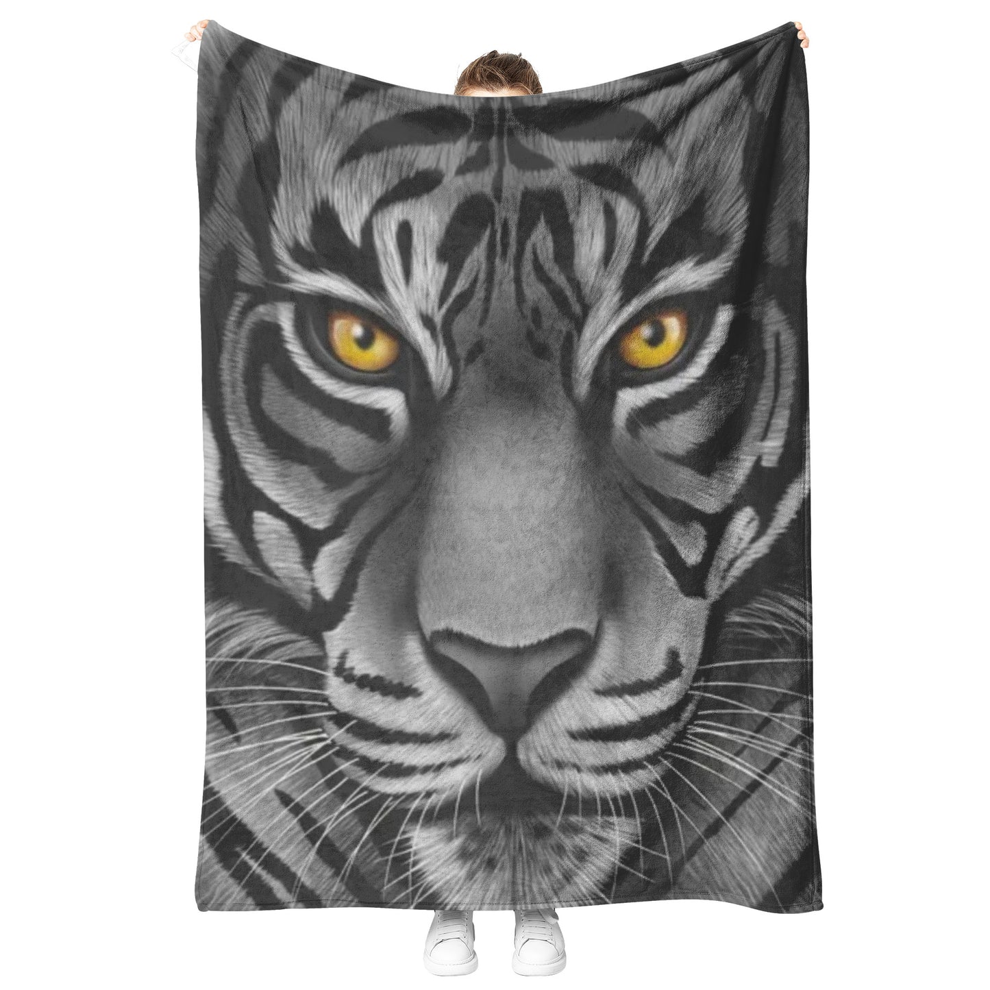 White Tiger Face Focused Blanket