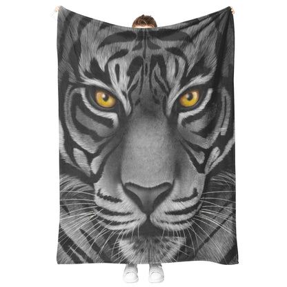 White Tiger Face Focused Blanket