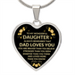 TO MY WONDERFUL DAUGHTER | HEART NECKLACE | ALWAYS REMEMBER THAT DAD LOVES YOU