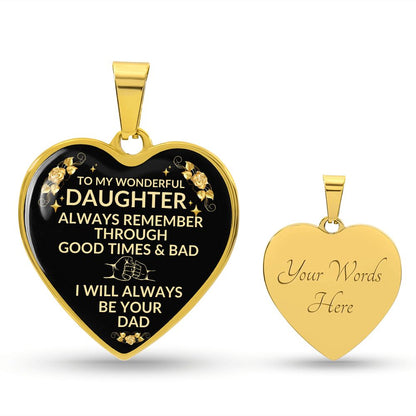 TO MY WONDERFUL DAUGHTER | HEART NECKLACE | ALWAYS REMEMBER