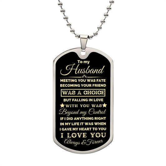 TO MY HUSBAND | DOG TAG NECKLACE | MEETING YOU WAS FATE