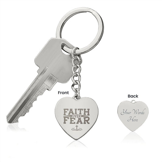 ENGRAVED HEART KEYCHAIN | FAITH OVER FEAR