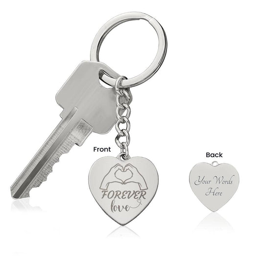 FOREVER LOVE PERSONALIZED ENGRAVED HEART KEYCHAIN