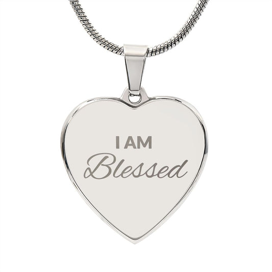 ENGRAVED PERSONALIZED HEART NECKLACE | I AM BLESSED