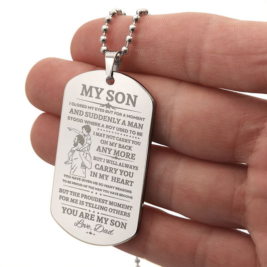 MY SON | ENGRAVED DOG TAG NECKLACE | YOU ARE MY SON