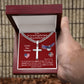 TO MY FIREFIGHTER HUSBAND | PERSONALIZED CROSS CUBAN LINK CHAIN | I WILL ALWAYS LOVE YOU