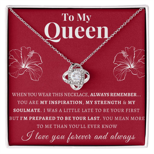TO MY QUEEN | YOU ARE MY INSPIRATION | ROSE RED | LOVE KNOT NECKLACE