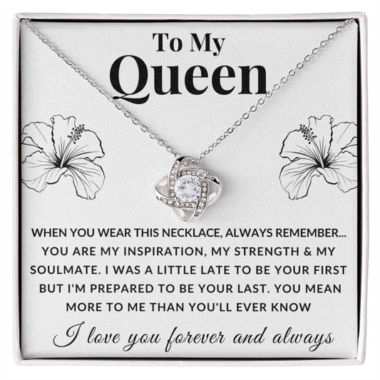 TO MY QUEEN | YOU ARE MY INSPIRATION | ROSE WHITE | LOVE KNOT NECKLACE