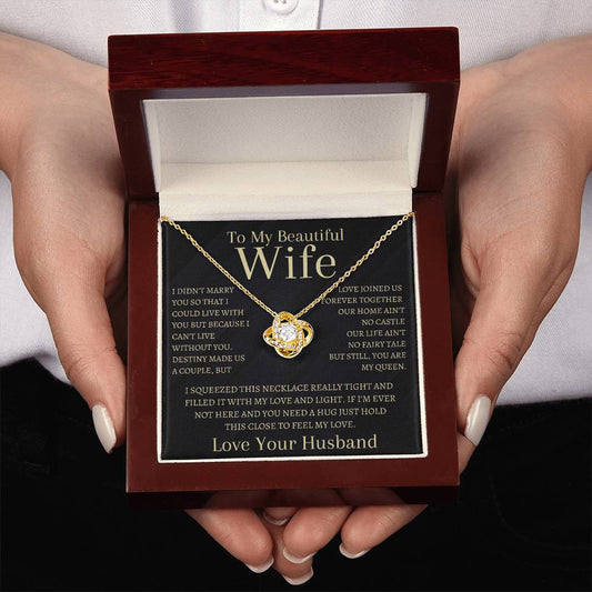 GIFT FOR WIFE | I CAN'T LIVE WITHOUT YOU | LOVE KNOT NECKLACE