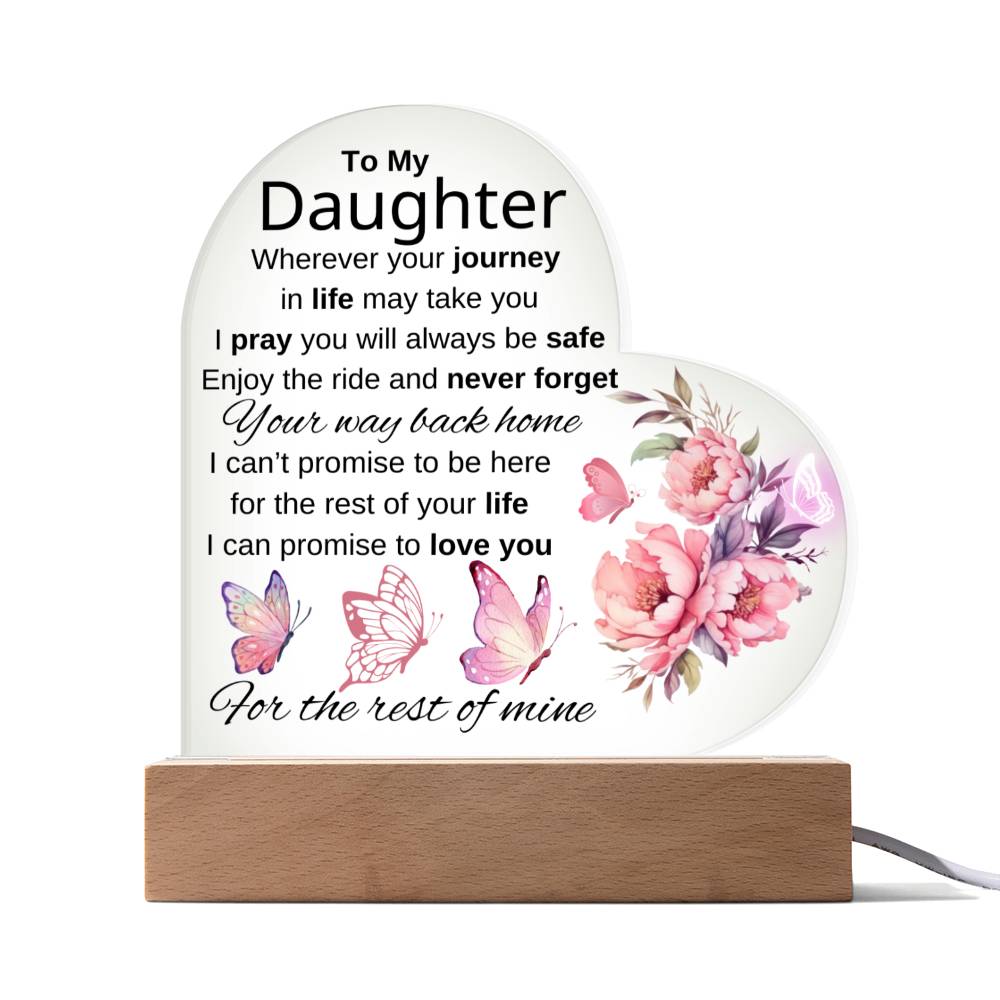 TO MY DAUGHTER | NEVER FORGET YOUR WAY BACK HOME | HEART ACYLIC PLAQUE