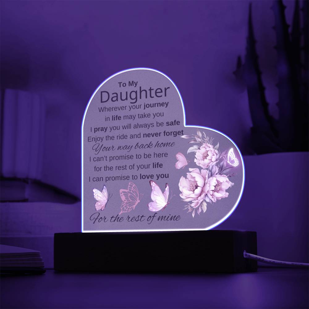 TO MY DAUGHTER | NEVER FORGET YOUR WAY BACK HOME | HEART ACYLIC PLAQUE