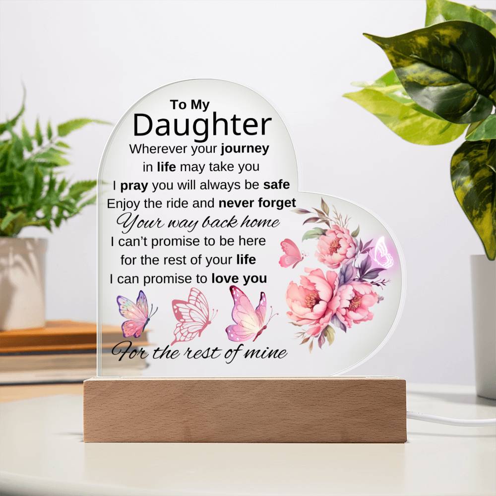 TO MY DAUGHTER | NEVER FORGET YOUR WAY BACK HOME | HEART ACYLIC PLAQUE