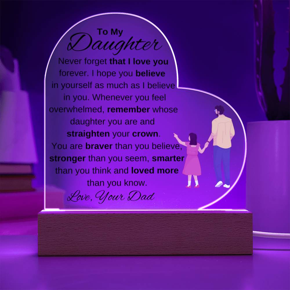 TO MY DAUGHTER | NEVER FORGET THAT I LOVE YOU | HEART ACYLIC PLAQUE