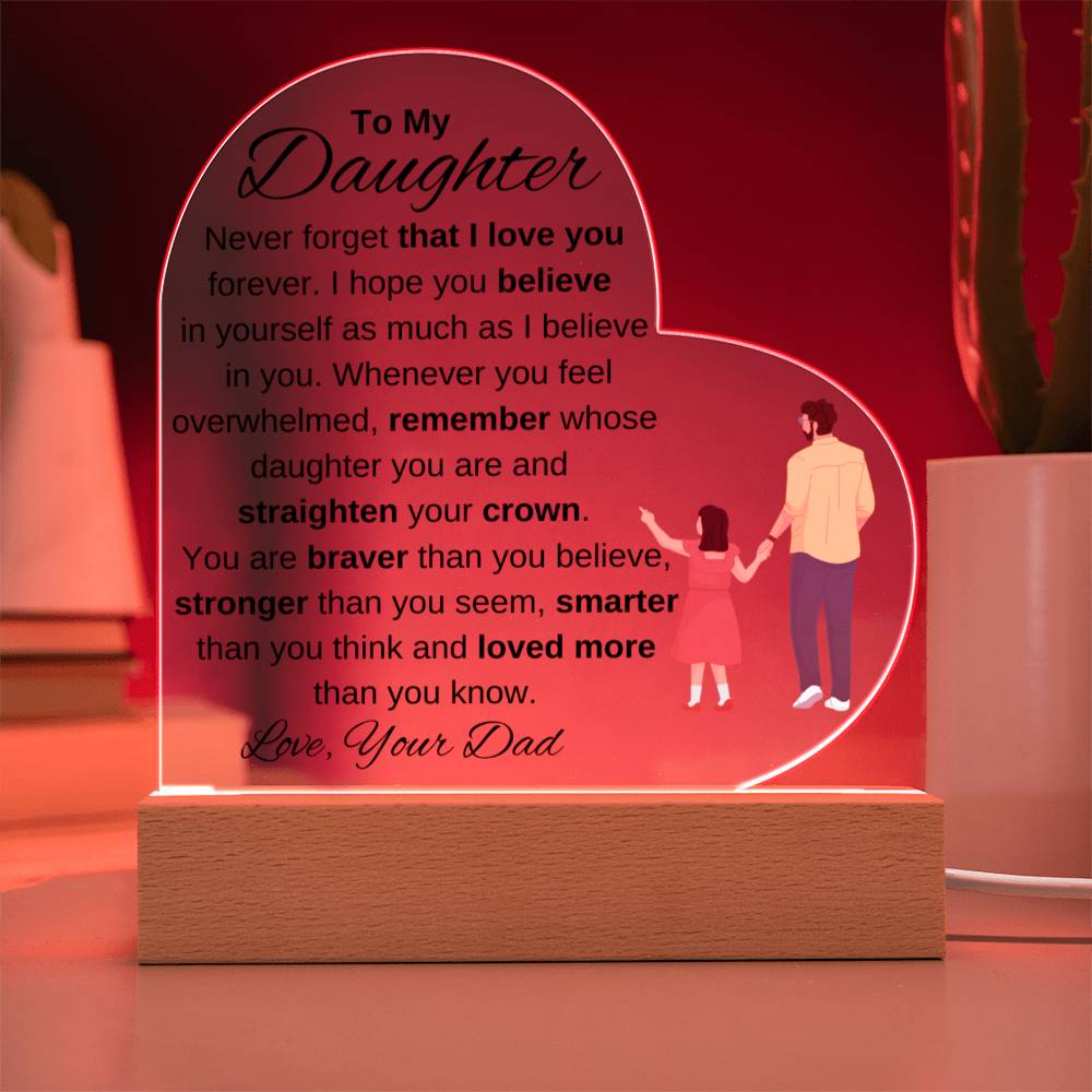 TO MY DAUGHTER | NEVER FORGET THAT I LOVE YOU | HEART ACYLIC PLAQUE