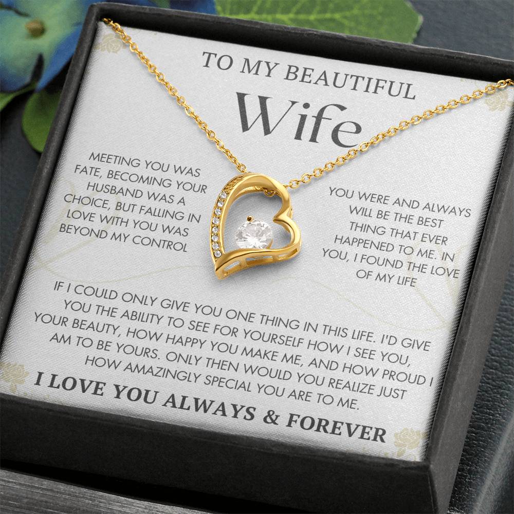 To My Beautifull Wife | Meeting You was Fate | Forever Love Necklace