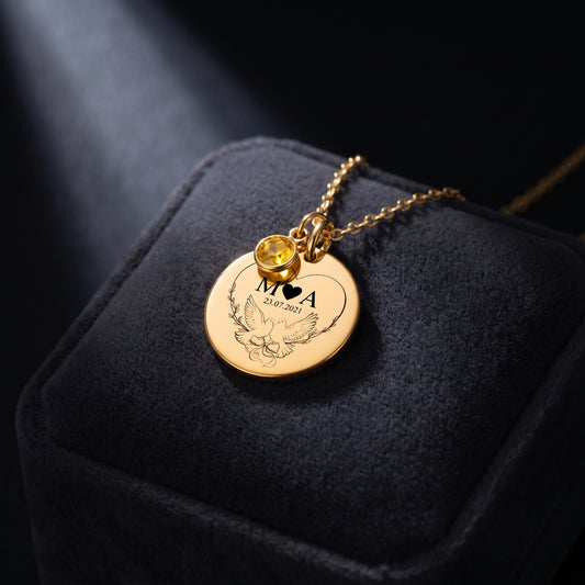 Coin Necklace with Birthstone