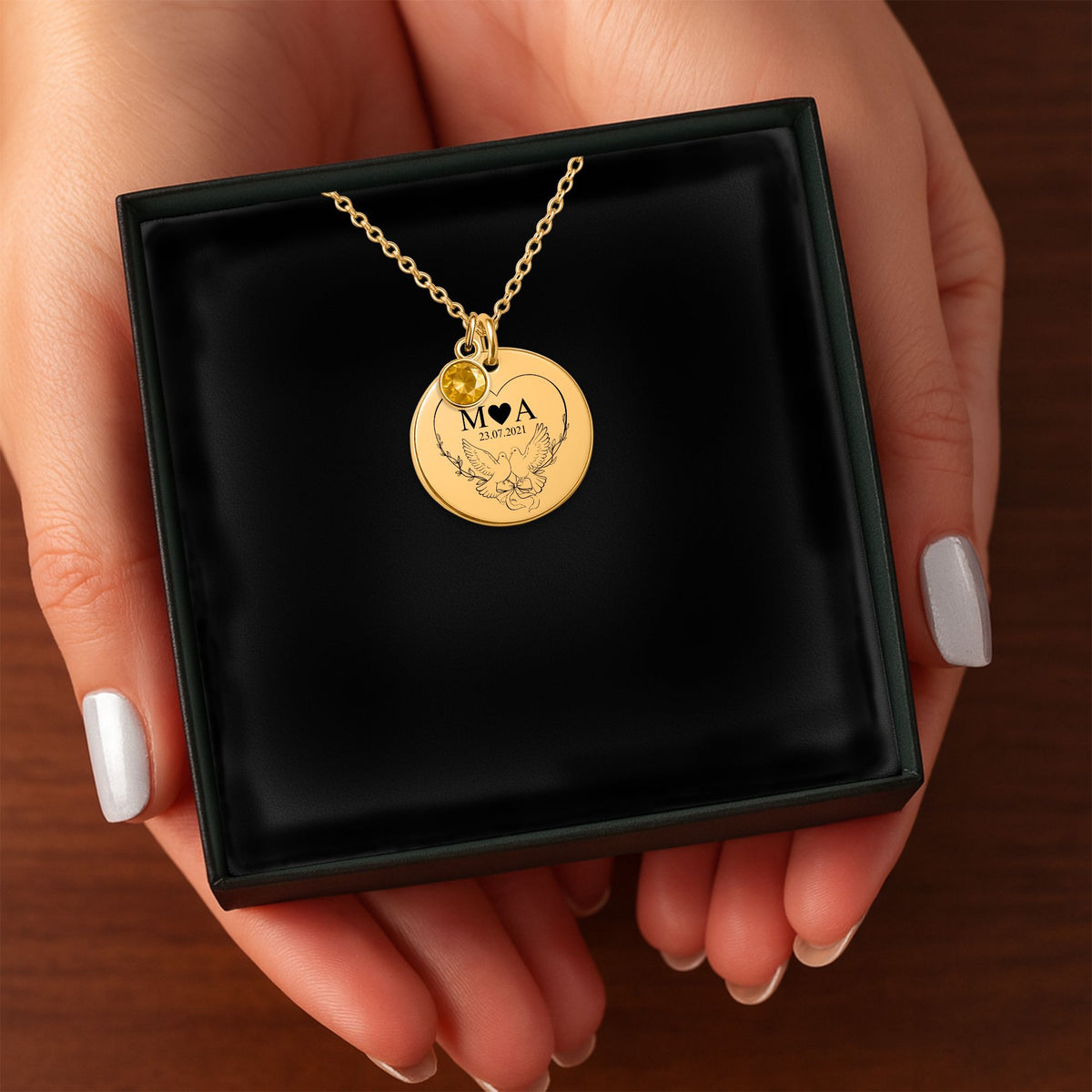 Coin Necklace with Birthstone