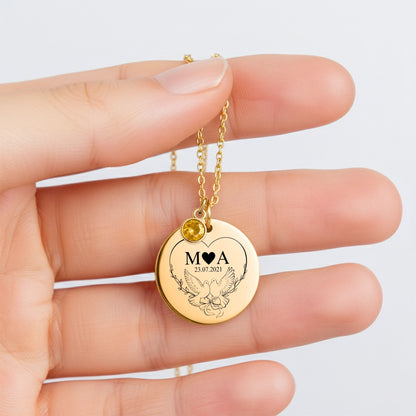 Coin Necklace with Birthstone