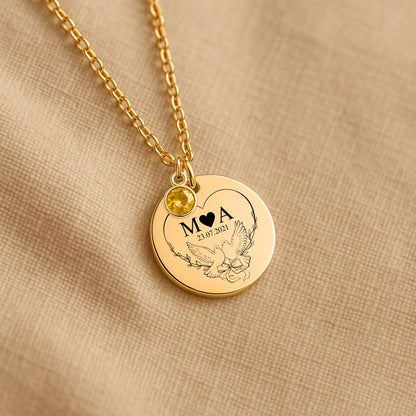 Coin Necklace with Birthstone